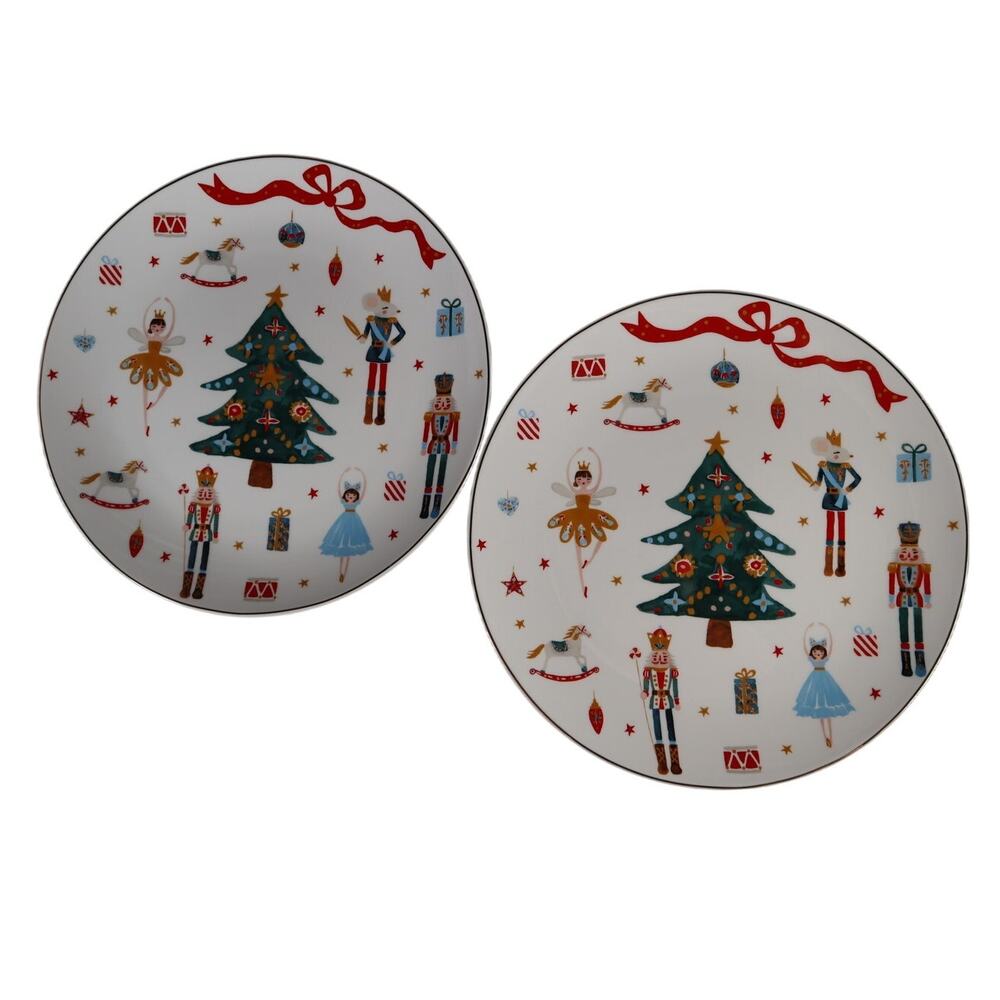 Grace Teaware Nutcracker Ballet Christmas Set of Two Plates